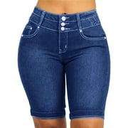 Jeans Shorts for Women Plus Size Women's Ripped Stretchy Denim Hot Short Summer Jean Shorts(Blue,XXL)
